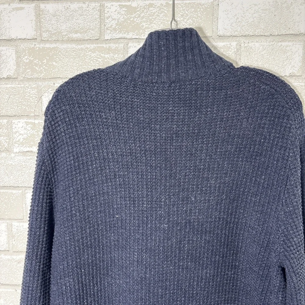 Gap Mens Waffle Knit Cardigan Large‎ Blue Cotton Academia Grandpa Preppy Classic